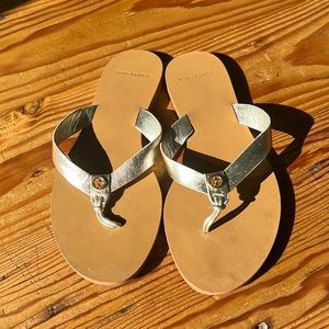 Tory Burch Gold Flip Flops